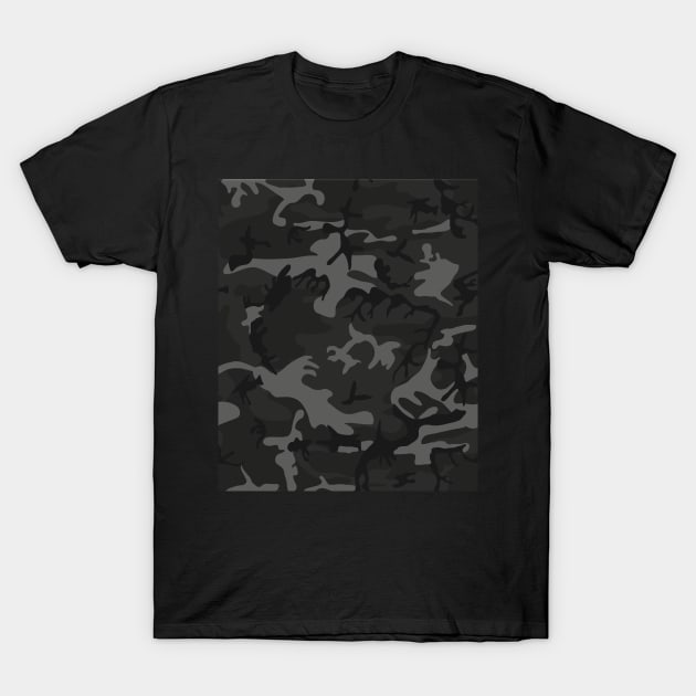 Camouflage Camo - Black T-Shirt by Boo Face Designs